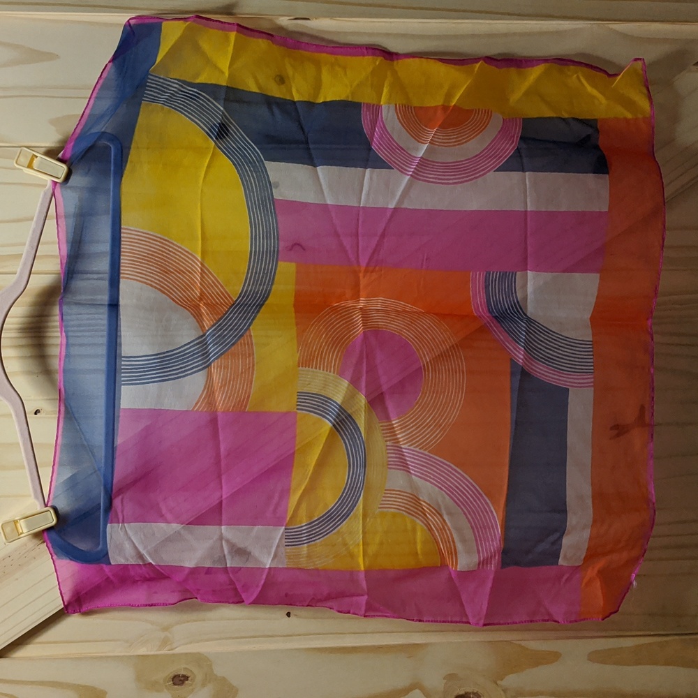 Colorful Square Chiffon Scarf Headwrap Vintage